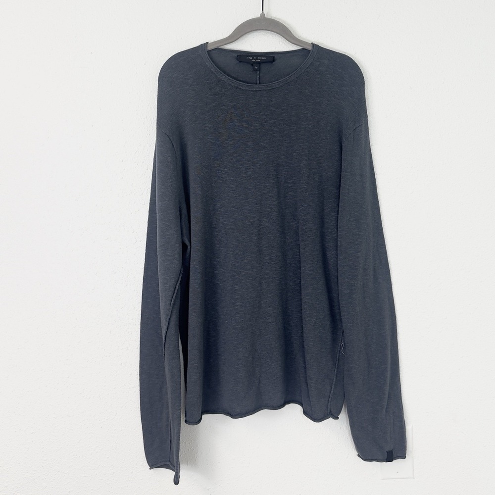 Rag & Bone Mens Charcoal Slub Cotton Linen Long Sleeve Relaxed L